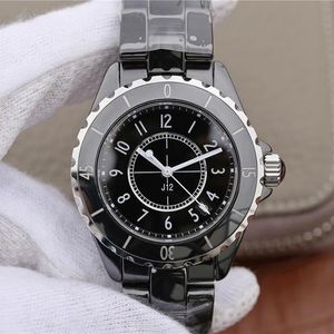 腕時計の本物のセラミック黒い白いセラミカ時計男性女性ファッションシンプルなクォーツレディエレガントなビジネスドレスウォッチ283C