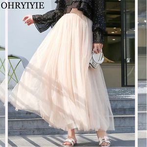 Orryiyie Maxi Long Tiulle Spódnica Kobiety Suknia balowa wysokiej talii Sprint Spring Summer Elastic Tali