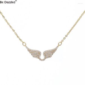 Colares pendentes delicados mulheres 24k Gold Plated Angel Wing Zircon Jóias Charm Chain CharclePende Sidn22