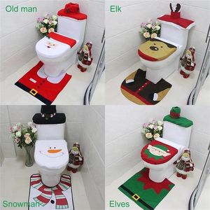 Sıcak Noel Baba Halı Koltuk Banyo Seti Mutlu Noeller Dekorasyonu Noel Baba Dekorasyon Seti Ev için Mutlu Yıllar Dekorasyonu T200909