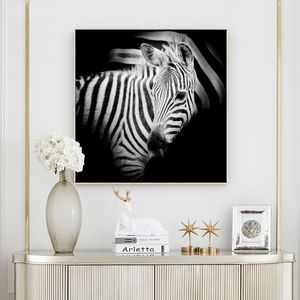 Czarny Biały Wall Art Zebra Płótno Malarstwo Dzikie Zwierzęta Drukuj Plakat Malarstwo ścienne Dekoracja Cuadros Wall Picture
