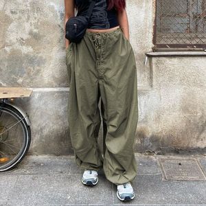 Kobiety ładunkowe długie spodnie proste szerokie rury spadochronowe retro old szkoła streetwear y2k moda lato 2022 z kieszenią L220725