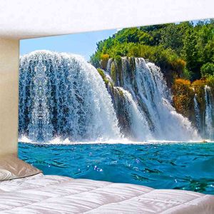 Beautiful Waterfall Forest Home Art Wall Carpet Hippie Bohemian Decor Aesthetic Room Macrame Hanging Witchcraft J220804