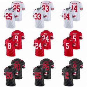 A001 2021 Ohio State Buckeyes Futbol Jersey Garrett Wilson Justin Fields George Teague III Chris Olave Julian Fleming Wade Kid Harris