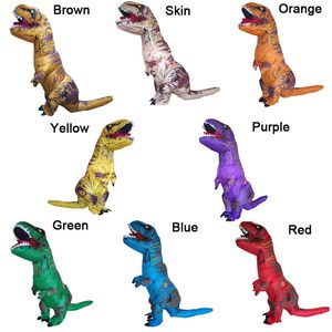 マスコット人形衣装膨脹可能な恐竜Tレックスコスチュームのためのアダルトレッドグリーンブルーブラウン紫色の黄色オレンジ色の皮の色tレックスパーティーコスチュームfo