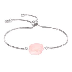 Rose Quartz Women chain Bracelet Diffuse Energy Healing Chakra Crystal Yoga Cuff Raw Gemstone Bangle Rough Original Stone Couple Jewelry