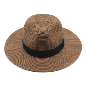 Cappello da spiaggia per protezione solare per donna Uomo Cappello da ombra 2022 Primavera Estate Donna Uomo Cappelli in paglia a tesa larga Panama Tappo superiore Cappelli moda maschile Cappello da sole femminile