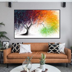 Chegada Nova Lona Posters E Impressões Árvores Coloridas Plantas Imagens Home Pinturas de Parede Para Sala de Estar Decoração Sem Moldura L220810