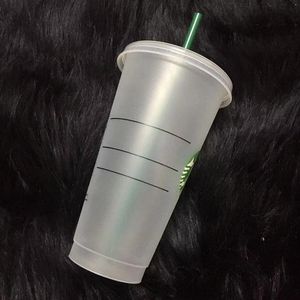 710ml White Black Blue Straw Cup With Lid Color Plastic Reusable Change Coffee s Tumbler Matte Finish Mug 220617