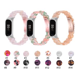 Resin Watch Rem Armband för Xiaomi Mi Band 6 5 Fashion Luxury Oval Watchband Ersättningar Armband för Miband 3 4 Smart Tillbehör