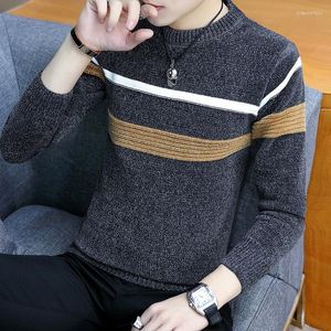 Men's Vests Sweater Men Casual O-Neck Pullover Autumn Slim Fit Long Sleeve Shirt Mens Stripe Sweaters Knitted Pull Homme Stra22