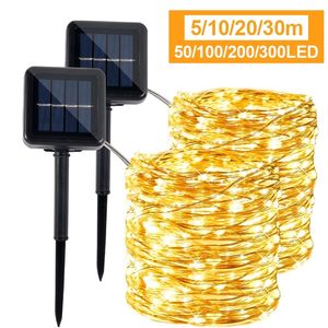 10m 20m 30m Lampada a solare Lights Outdoor Lights Firy Christmas Christmas Garland Garden Decor -Waterproof 220429