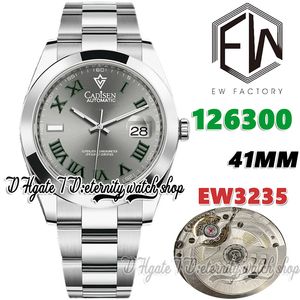 EWF V3 EW126300 CAL.3235 EW3235 Automatisk herrklocka Dark Grey Roman Dial 904L Rostfritt stålarmband med samma seriella garantikort Super Edition Eternity Watches