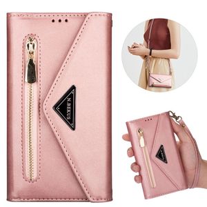 Brieftasche Flip PU Ledertasche für IPhone 14 3 12 11 Pro XS Max XR X 7 8 6 Plus SE2 Magnetkarten-Solt-Halter-Telefontasche mit langem Schlüsselband