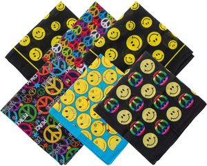 Free Fashion Yellow Face Smile And Peace Bandane Copricapo Sciarpa Sciarpe quadrate per donna Uomo Bambini