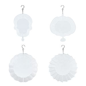 Spinner de viento en blanco de sublimación de 10 pulgadas, Spinners colgantes de metal de aluminio blanco en blanco para bricolaje, lados dobles, decoración de jardín imprimible, adornos artesanales