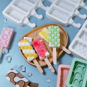 4 Cell Silicone Ice Cream Mold Homemade Popsicle Molds Freezer Juice Big Size Cube Tray Barrel Maker Mould Tool 220509