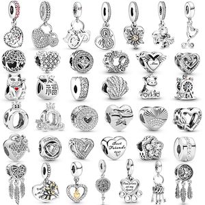 Ny populär 925 Sterling Silver Hollow Love Mom Crown Charm Pärlor Hänge för Pandora Armband Halsband Damsmycken för män Modeaccessoarer Specialerbjudande