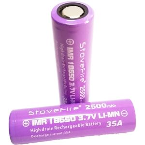 stovefire IMR 18650 2500mAh 35A 3.7V Batterie al Litio Ricaricabili per luci di emergenza/Lama filo elettrico. Batteria 5C Power Alta qualità 100%