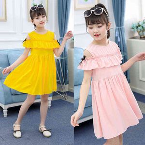 2021 New Girl Dress Kids Dresses For Girls Ruffle Peated Kids Dress Spring Summer Sweet Beach Dress for Girls Party 8 10 12 år G220518