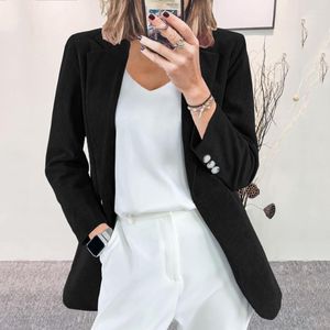 女性のスーツブレイザーズ女性2022秋の冬Corduroy Cardigan Slim Fit Solid Leisure Professional Office Lady Suit Coat Top