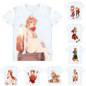 Męskie koszulki Coolprint Anime koszulka przyprawowa i wilk wielopłyny multi styl krótkiego rękawu pikantne holo mądre cosplay motywacje hentai koszulki