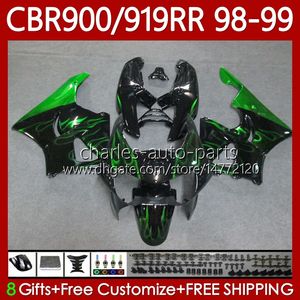 Kit de carroçaria para Honda CBR 919RR 900RR CBR919RR CBR900RR 1998-1999 Body 127No.122 CBR 900 919 RR CC CBR919 CBR900 RR 1998 1999 900cc 919cc 98 99 OEM Frase Verde Chamas