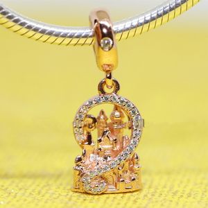 Rose Disny Parks Castle Diskly Charm 925 серебряный Pandora подвески для браслетов DIY ювелирные изделия изготовления наборов Свободные бусы серебро оптом 789175C01