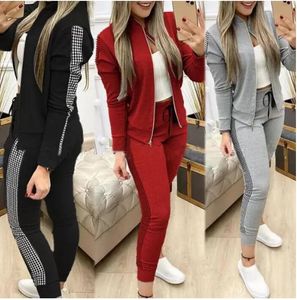 Roupas de 2023 Women 2 2 Pe￧as Roupas femininas roupas femininas ternos de moletom de tamanho de jogging terno esportivo de manga longa de manga longa Sportswear