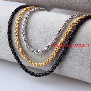 Łańcuchy mm L Silną ze stali nierdzewnej Złotą czarną czarną kolor pszenną łańcuch dla kobiet biżuterię męską naszyjniki