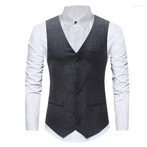 Herrenwesten Herren Dunkelgrau Business Anzug Weste 2022 Marke Slim Fit Männliche Weste Männer Party Hochzeit Smoking Gilet de Kostüm Guin22