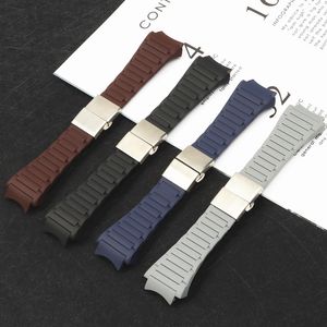 23x33mm Watchband Soft Silicone Rubber Pu Belt för Porsche Strap Design Blue Black Grey Watch Band 6620 Folding Buckle