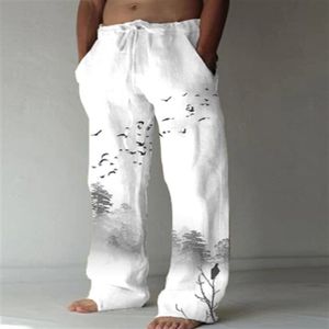 street casual wideleg pants men's Korean version fashion loose straight wideleg pants 3D digital printing trousers 220816