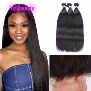 Peruvian Human Hair 5*5 HD Lace Closure Free Part Straight 4 Pieces/lot Double Wefts With Baby Hairs Natural Color