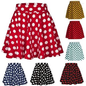 Saias 7 Cores Verão Feminino Mini Saia Skater Passarela Vintage Vermelho Feminino 2022 Sexy 50S 60S Algodão Padrão de Bolinhas