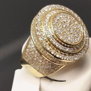 Cluster Rings Big Round Puffed Marine Micro Paved CZ Ring Hip Hop Rock Style Full Bling Iced Out Cubic Zircon Luxury Jewelry Gift