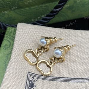 Vintage Women Pearl Earring Designer Gold Hoops Ear Studs Ladies Heart Lover Diamond Earrings 925 Sliver Designers Letter Ohrringe Earring