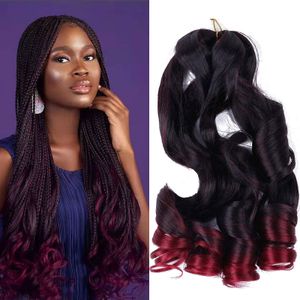 22 inç Fransız kıvırcık örgü saçlar gevşek tığ işi wavy 75g/PCS Siyah kadınlar için sentetik kıvırcık örgüler saç uzantıları ls04q