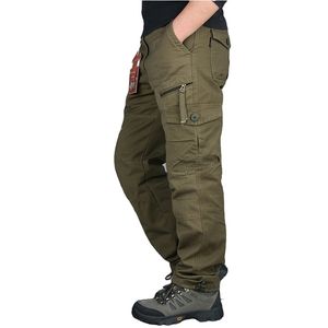 Men's Casual Cargo Pants Multi-Pocket Tactical Military Army Straight Loose Trousers Male Overalls Zipper Pocket Seasons 220330
