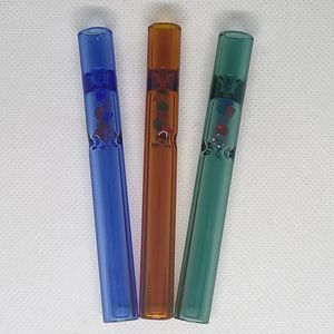 DHL Glass One Hitter Pipe Rökning Tobak Dry Herb Holder Tube OG Steamroller Bat Handle Filter Tips OD 12mm