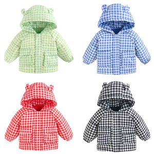 Winter Children Warm Cotton Jackets Girls Clothes Kids Babies Grid Jackets Korean Style For Boys Outerwear J220718