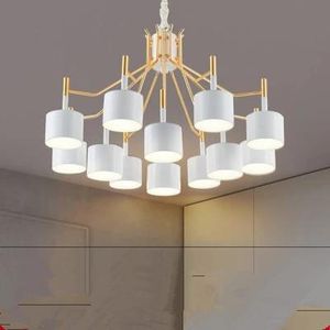 Pendant Lamps Modern Gold Metal Led Chandeliers Lighting Black/White Shades Living Room Chandelier Lights Bedroom Hanging LightPendant