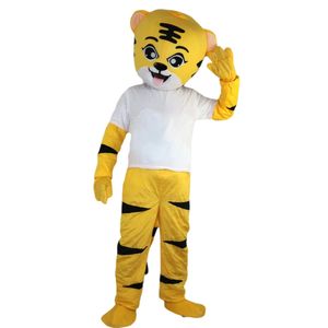 Plush Yellow Sport Tiger Mascot Costume Suit Cartoon Cartoon Character Ubrania dla dorosłych Unisex Mascots Party Halloween