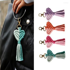 Keychains Valentine's Day Heart Shape Tassel Keychain Key Holder Metal Car Keyring Charm Bag Pendant Gift Jewelry For Lover Miri22