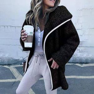 Women's Wool & Blends Plush Coat Fall Clothes For Women Solid Color Open Stitch Turn-down Collar Full Sleeves Loose Coats Lugentolo