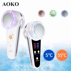 Aoko LED Photon Hot Cold Hammer para poros de remancos rejuvenescimento de pele Aperte o tratamento do tratamento facial de massageador de acne 220512