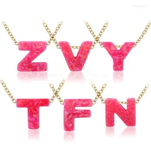 Collares pendientes OP55 Collar de ópalo de 26 letras rosa Joyería de moda inicial1