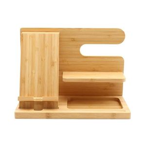 Wholesale hold cell for sale - Group buy Cell Phone Mounts Holders Ebony Wood Docking Station Wooden Charging Stand Night Day Organizer Holds Cellphone Watch And Acc323N