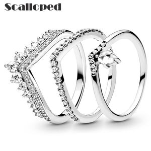 Scalloped Trendy Princess Bone Wedding Rings for Women Par Gift Stacking Set Bride Engagement Party Jewelry Free Shiping 220719