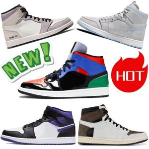 1s 1 High Grey Fog Basketballschuhe Newstalgia Chenille Element Light Bone Mid Multi Patent Smoke Grey Signal Blue Turf Orange Damen Herren Designer Sneakers mit Box